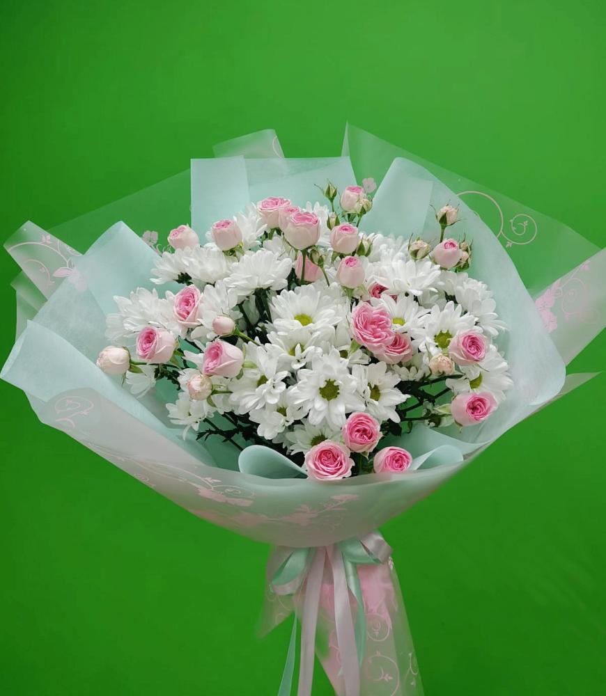 Букет влюбленный романтик в Батайске Букет цветов из: Розы и Хризантемы в Батайске