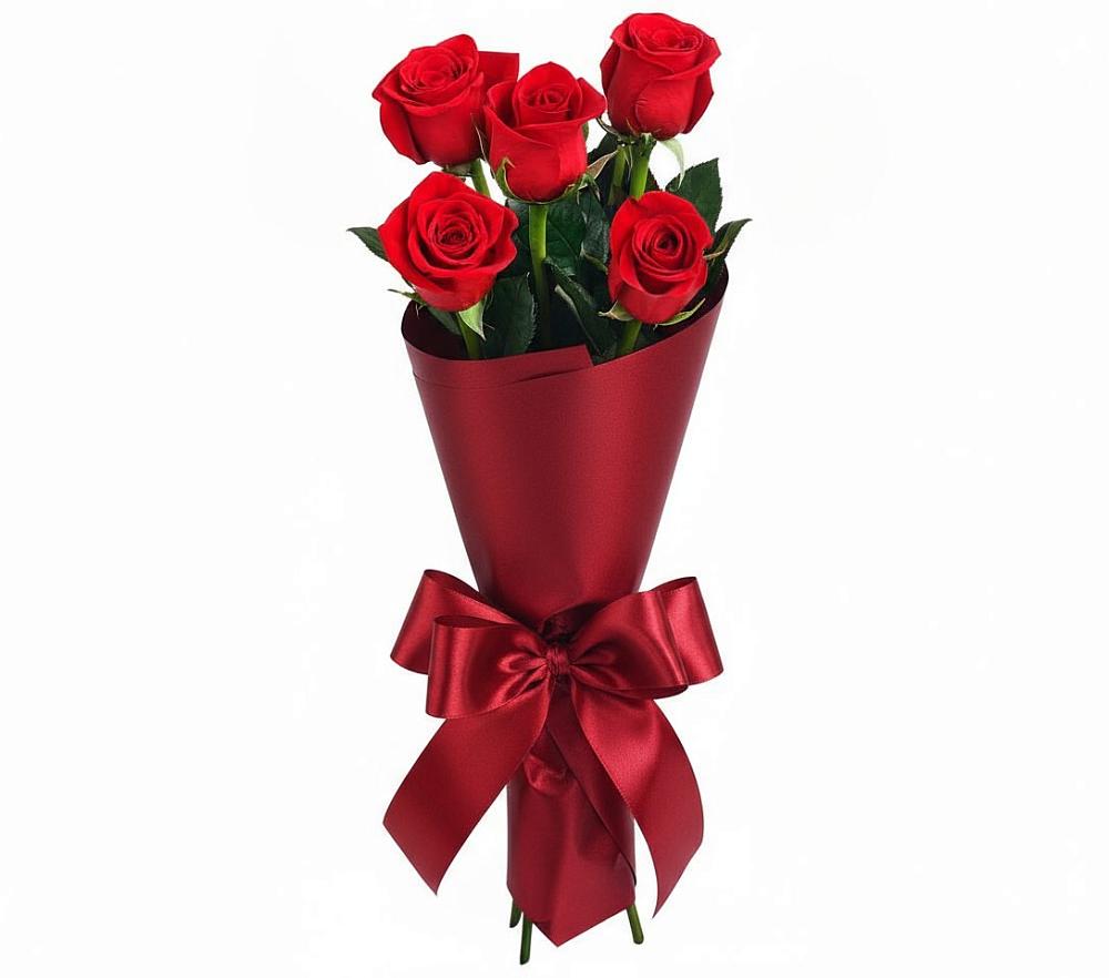 5 Красных роз Эдлесс Лав в Батайске Букет 5 Красных роз Эдлесс Лав в Батайске