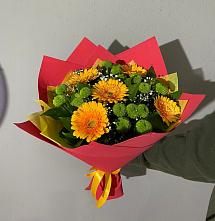 Букет восход солнца в Батайске Букет цветов из:  Герберы и Хризантемы в Батайске