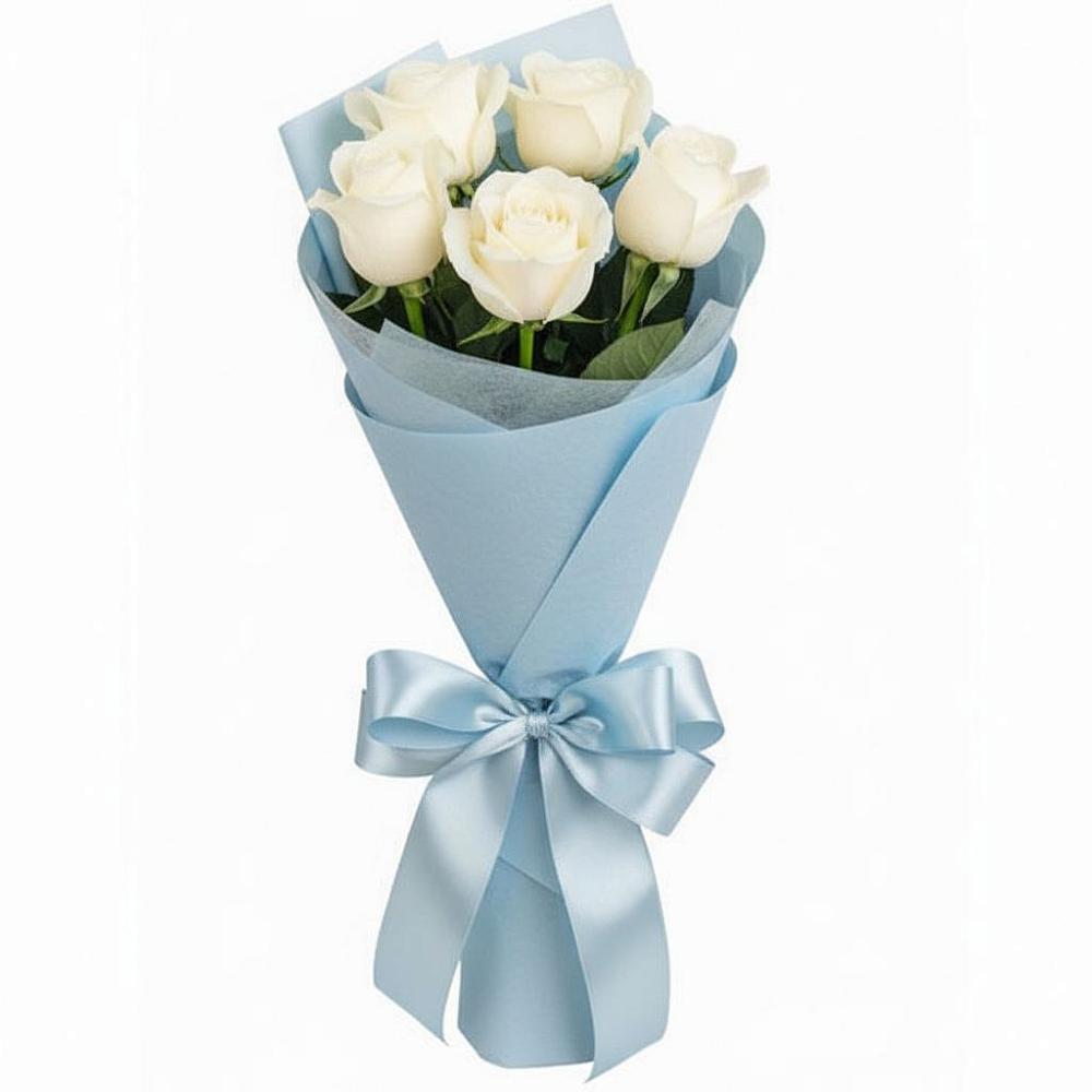 Букет 5 Белых роз Проуд в Батайске