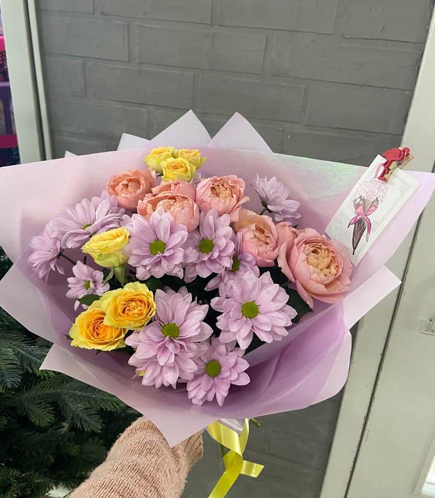 Букет изящный в Батайске Букет цветов из: Хризантемы и Розы в Батайске