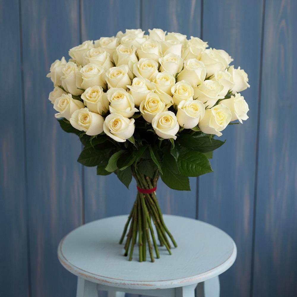 51 Белая роза Эдлесс Лав в Батайске Букет 51 Белая роза Эдлесс Лав в Батайске