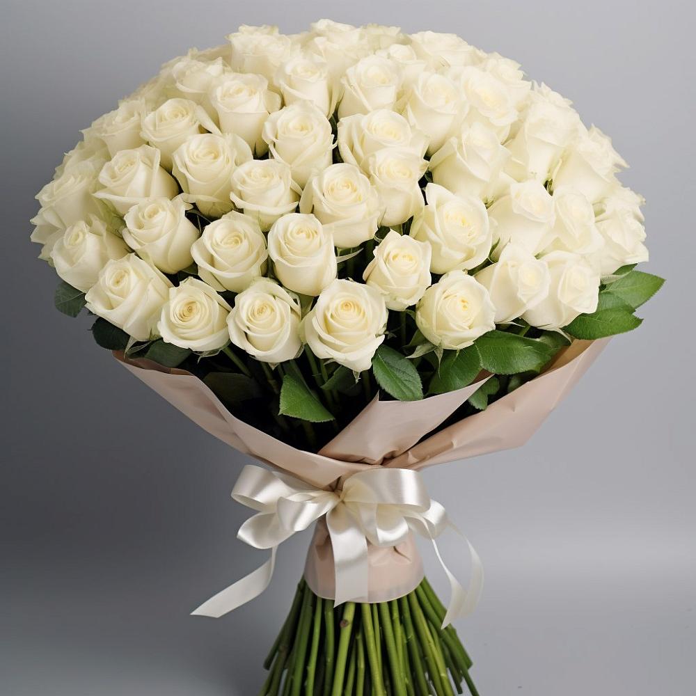 101 беля роза Белоснежка в Батайске Букет 101 беля роза Белоснежка в Батайске