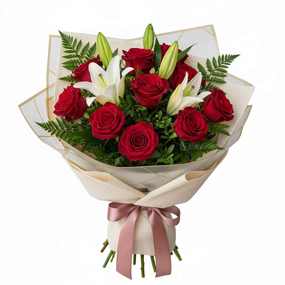 Букет высокая поэзия в Батайске Букет цветов из: Лилии и Розы в Батайске