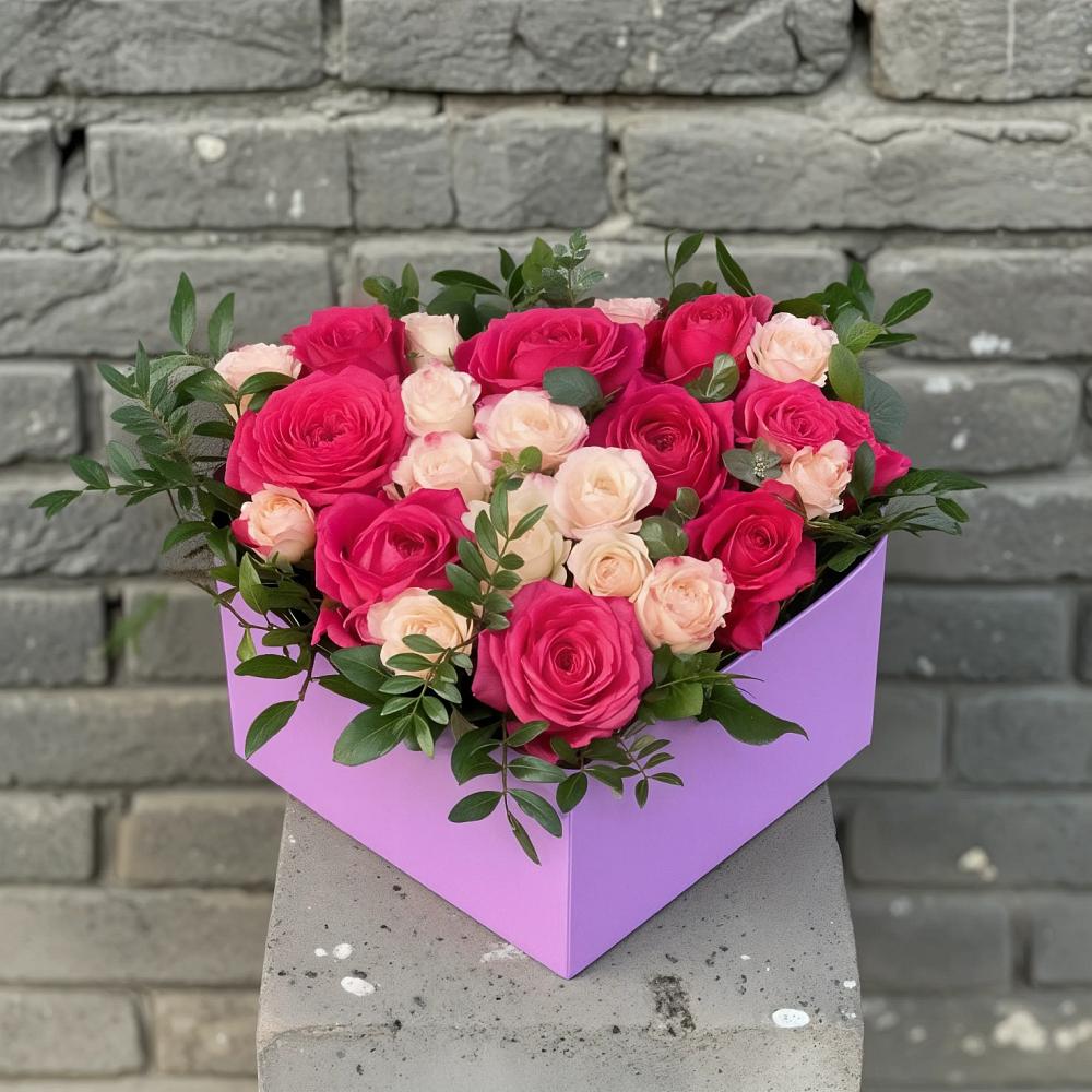 Композиция моя любовь в Батайске Цветочная композиция из Розы в коробке в Батайске