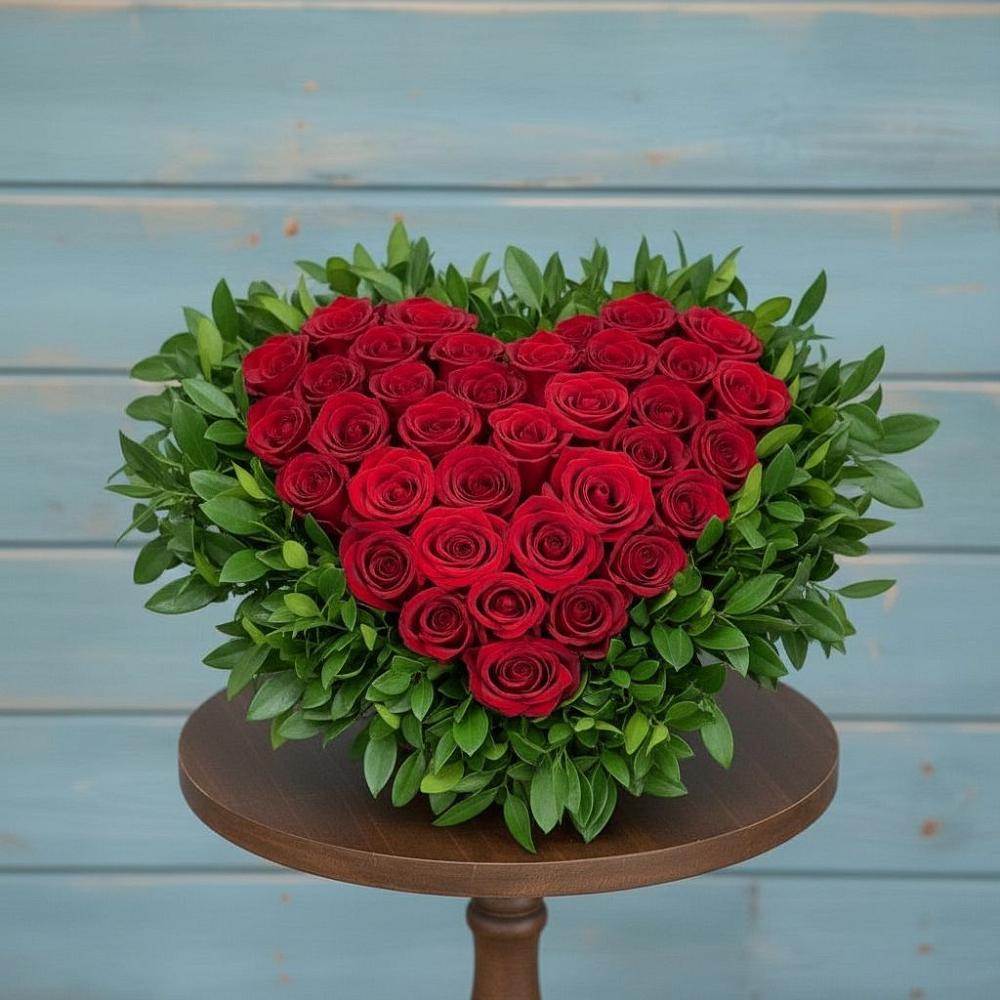 Цветочная композиция из Розы в виде сердца в Батайске