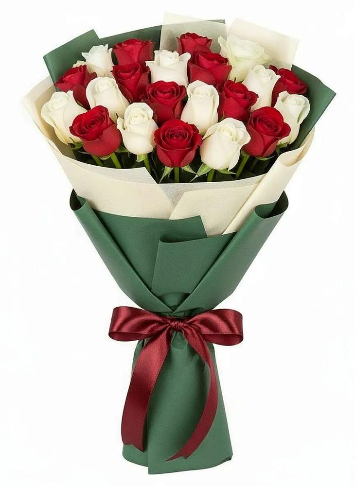 Букет Микс из красных и белых роз в Батайске
