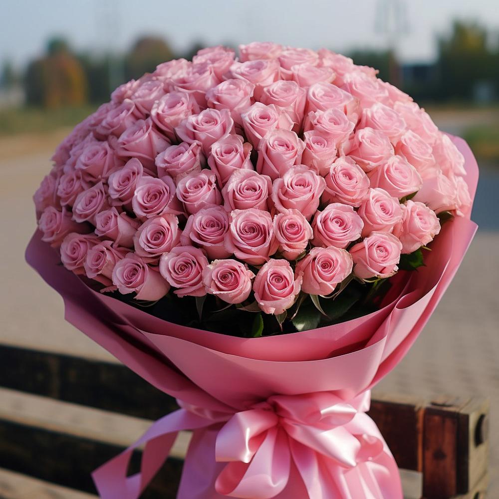 Букет 101 Розовая роза Хэвэн в Батайске