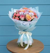 Букет Счастливые мгновение в Батайске Букет цветов из:  Хризантемы и Розы в Батайске